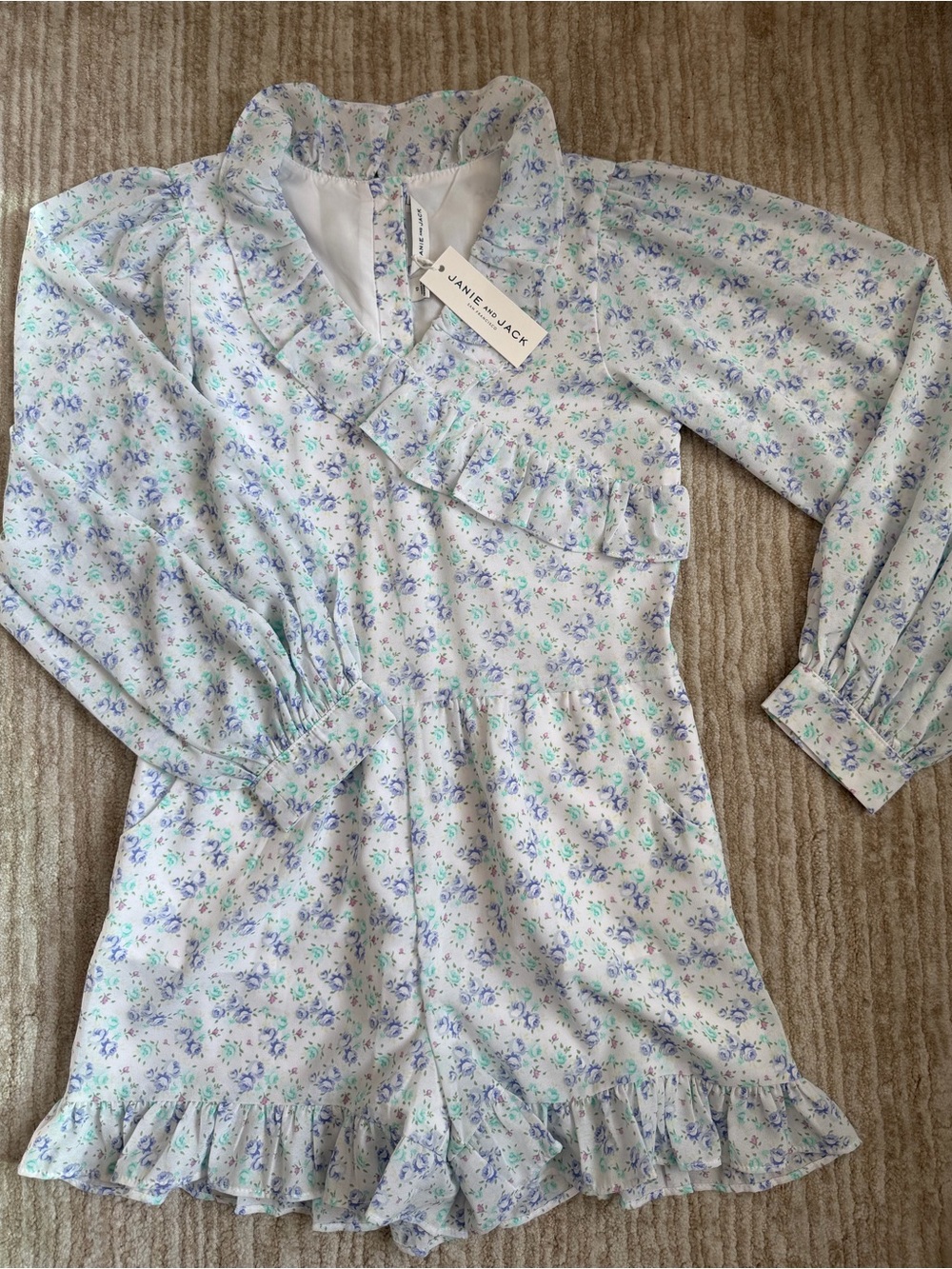Janie and Jack Floral Ruffle Chiffon Romper